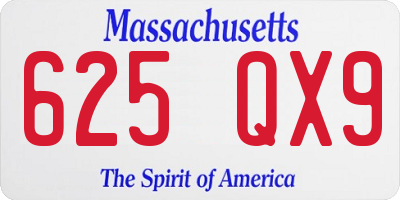 MA license plate 625QX9
