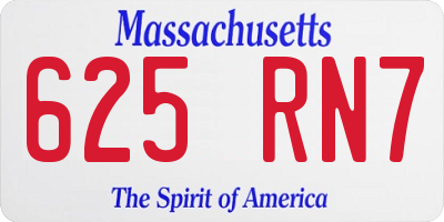 MA license plate 625RN7