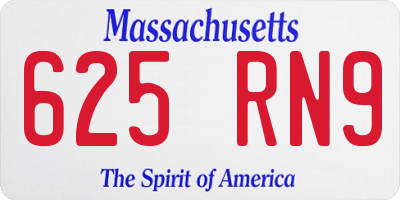 MA license plate 625RN9