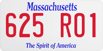 MA license plate 625RO1