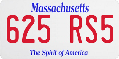 MA license plate 625RS5