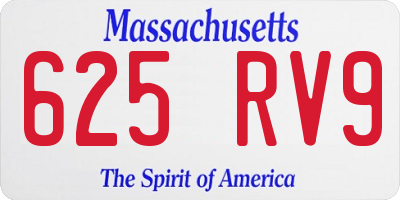 MA license plate 625RV9