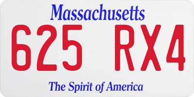 MA license plate 625RX4