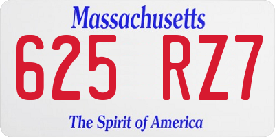 MA license plate 625RZ7