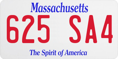 MA license plate 625SA4