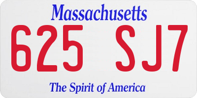 MA license plate 625SJ7