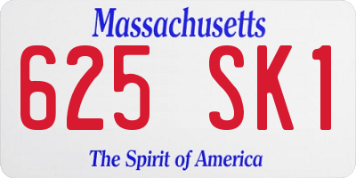 MA license plate 625SK1