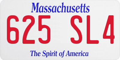 MA license plate 625SL4