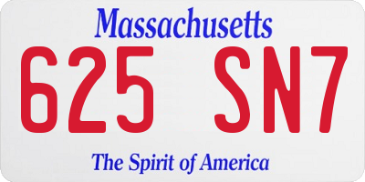 MA license plate 625SN7