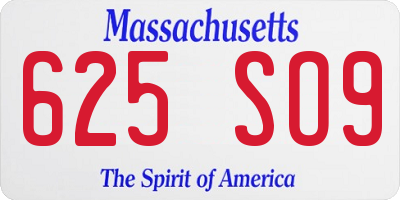 MA license plate 625SO9