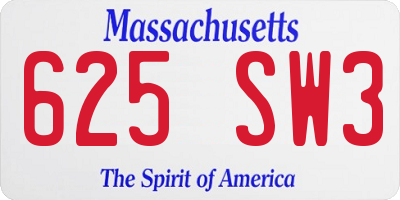 MA license plate 625SW3
