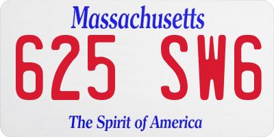 MA license plate 625SW6