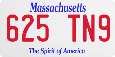 MA license plate 625TN9