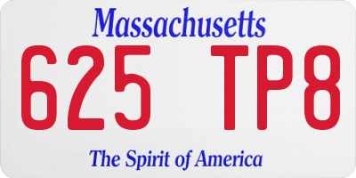 MA license plate 625TP8