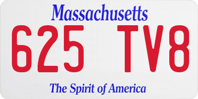 MA license plate 625TV8