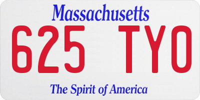 MA license plate 625TY0