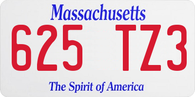 MA license plate 625TZ3