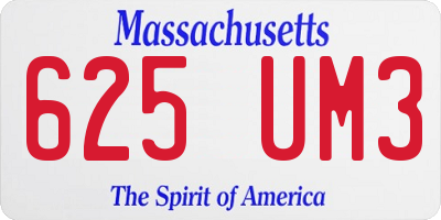 MA license plate 625UM3