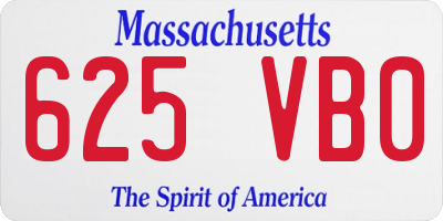 MA license plate 625VB0