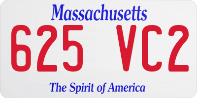 MA license plate 625VC2