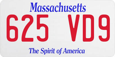 MA license plate 625VD9