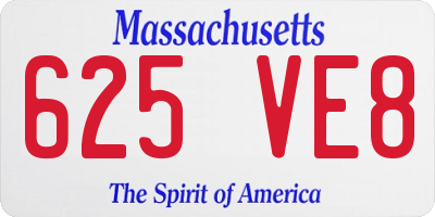 MA license plate 625VE8