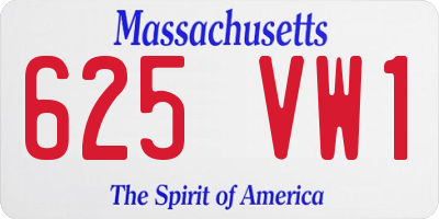 MA license plate 625VW1