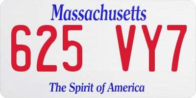 MA license plate 625VY7
