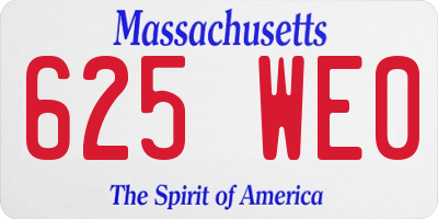 MA license plate 625WE0