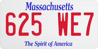 MA license plate 625WE7