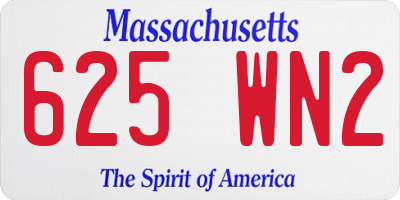 MA license plate 625WN2