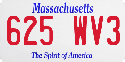 MA license plate 625WV3