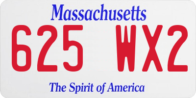 MA license plate 625WX2