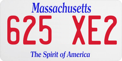 MA license plate 625XE2