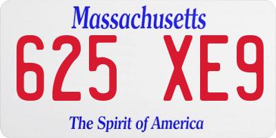 MA license plate 625XE9