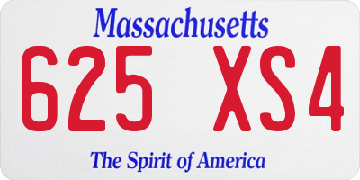 MA license plate 625XS4
