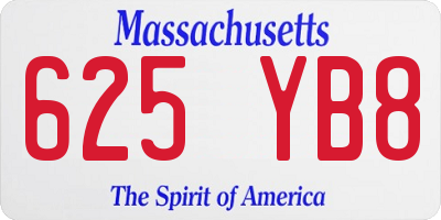 MA license plate 625YB8