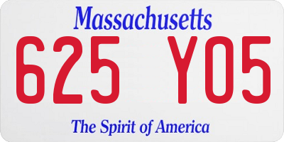 MA license plate 625YO5