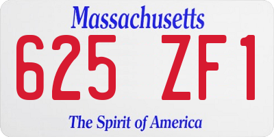 MA license plate 625ZF1