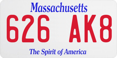 MA license plate 626AK8