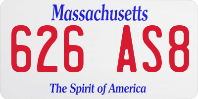 MA license plate 626AS8