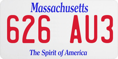 MA license plate 626AU3