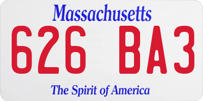 MA license plate 626BA3