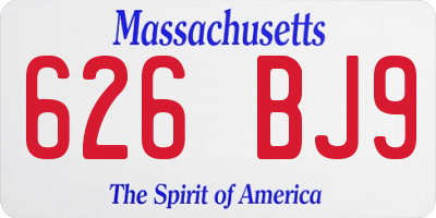 MA license plate 626BJ9