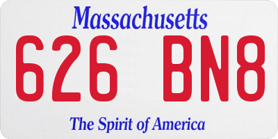 MA license plate 626BN8