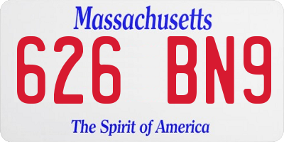 MA license plate 626BN9