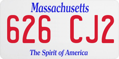 MA license plate 626CJ2