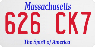 MA license plate 626CK7