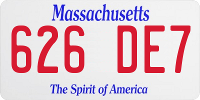 MA license plate 626DE7