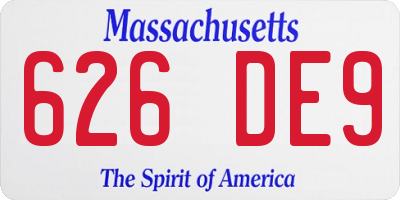MA license plate 626DE9